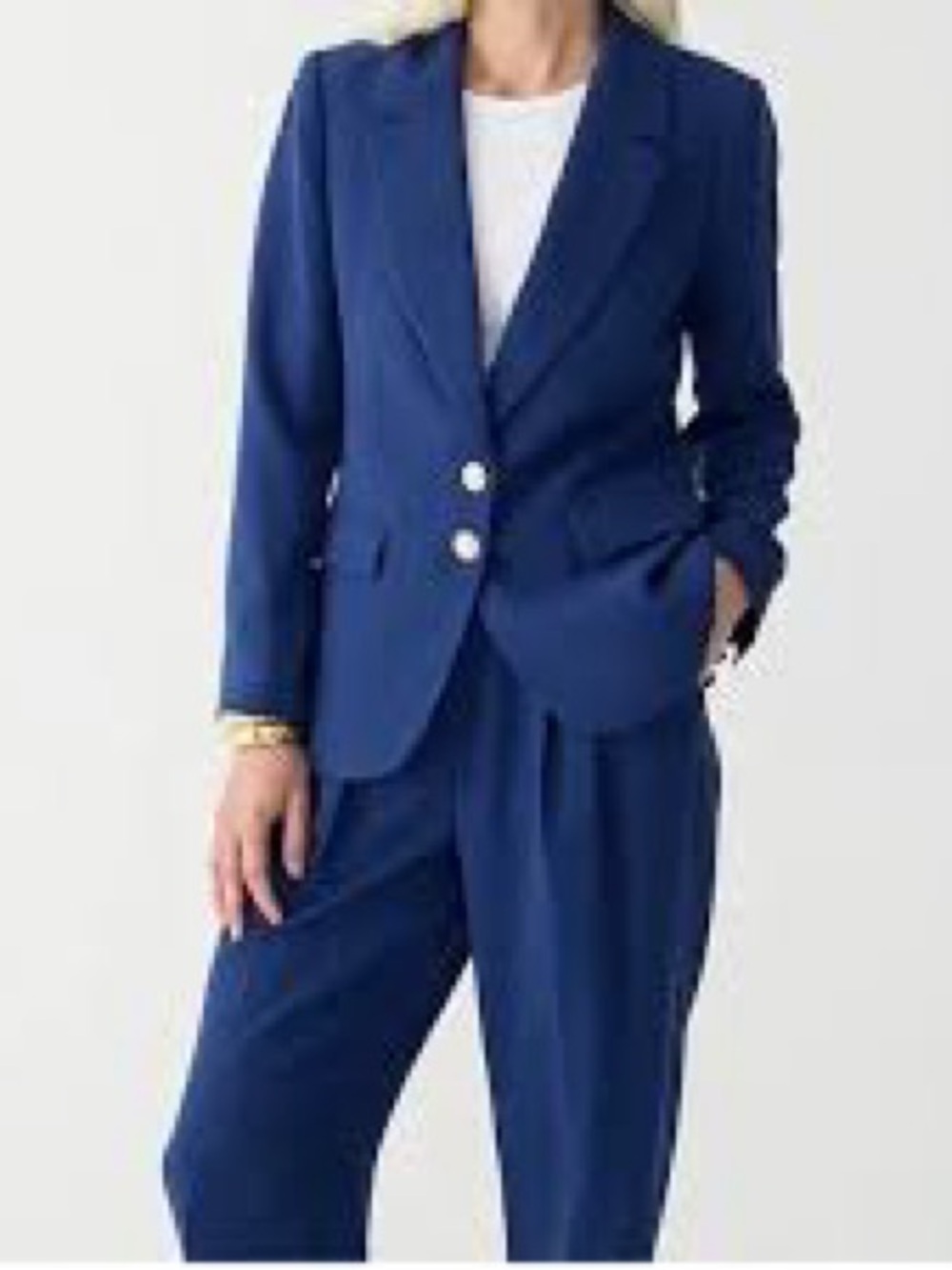 J. Crew Navy Pleated High-Rise Crepe Trousers - Picture 11 of 11